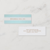 Carte De Visite Mini Simple Design Bleu Turquoise Gratté Élégant (Devant / Derrière)