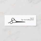Carte De Visite Mini Simple Elegant noir blanc ciseaux Liste de cheveux (Devant)