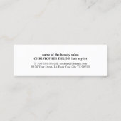 Carte De Visite Mini Simple Elegant noir blanc ciseaux Liste de cheveux (Dos)