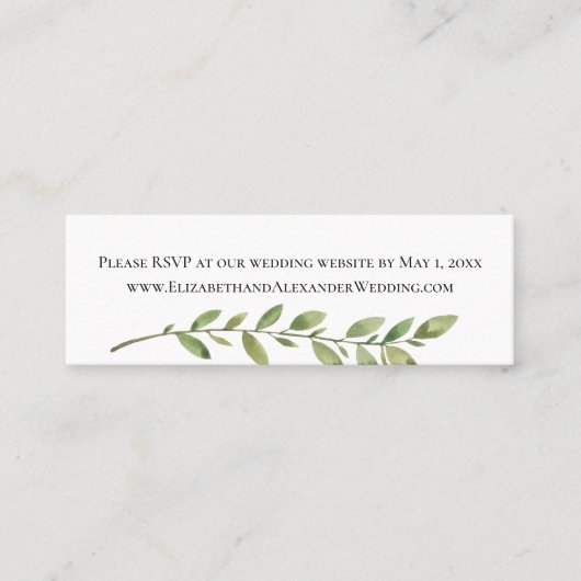 Carte De Visite Mini Simple Foliage, site Mariage RSVP (Devant)
