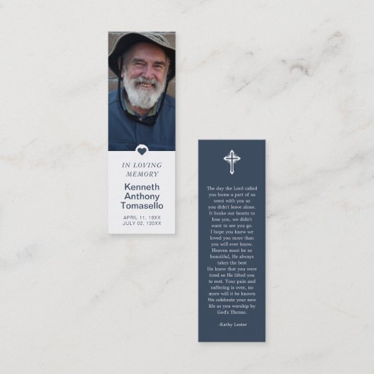 Carte De Visite Mini Simple Funeral Memorial Prayer Photo Bookmark Card (Devant / Derrière)