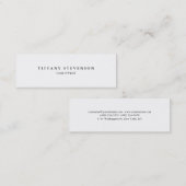 Carte De Visite Mini Simple mince professionnel simple coiffeuse blanch (Devant / Derrière)