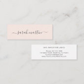 Carte De Visite Mini Simple Modern Beauty Salon Blush Pink Elegant (Devant / Derrière)