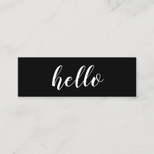 Carte De Visite Mini Simple moderne Black Hello QR Code (Devant)
