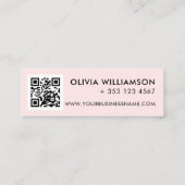 Carte De Visite Mini Simple moderne Blush Rose Hello QR Code (Dos)