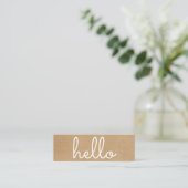 Carte De Visite Mini Simple Moderne Bonjour Kraft Rustique (Debout devant)