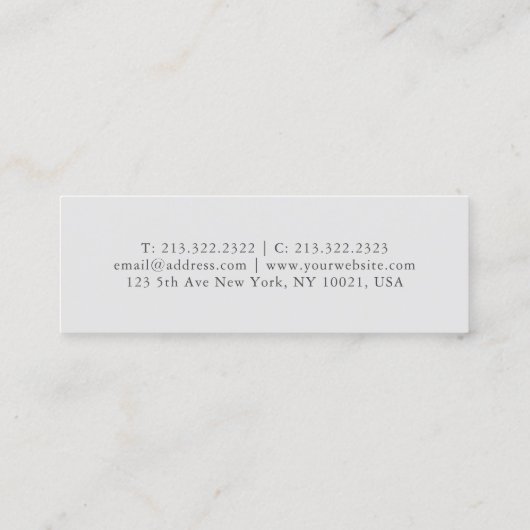 Carte De Visite Mini Simple Moderne Gris Professionnel Script Monogramm (Dos)