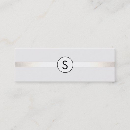 Carte De Visite Mini Simple moderne Monogramme Argent rayé blanc (Devant)