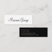 Carte De Visite Mini Simple moderne noir et blanc élégant (Devant / Derrière)