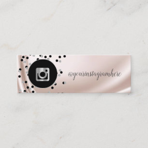 Carte De Visite Mini Simple Moderne Noir,Points,Argent Instagram