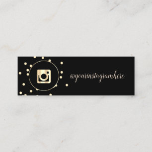 Carte De Visite Mini Simple Moderne Noir, Points, Or Instagram
