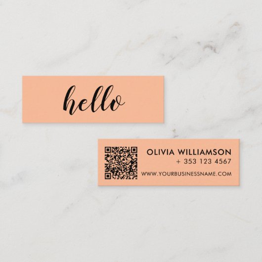Carte De Visite Mini Simple moderne Pêche Hello QR Code (Devant / Derrière)