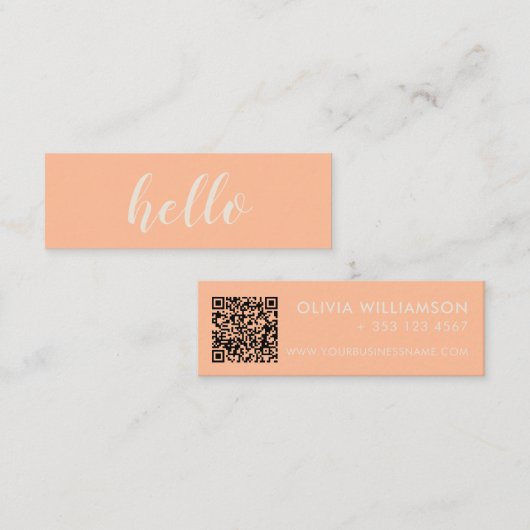 Carte De Visite Mini Simple moderne Pêche Hello QR Code (Devant / Derrière)