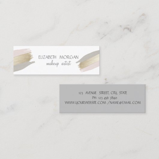Carte De Visite Mini Simple moderne, pinceau à huile blanc (Devant / Derrière)