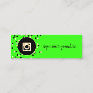 Carte De Visite Mini Simple Moderne, Points, Or Instagram Green Neon