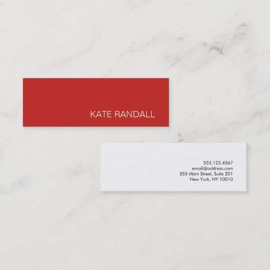 Carte De Visite Mini Simple moderne Red Professional (Devant / Derrière)