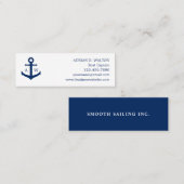 Carte De Visite Mini Simple Monogramme Ancre bleue marine (Devant / Derrière)