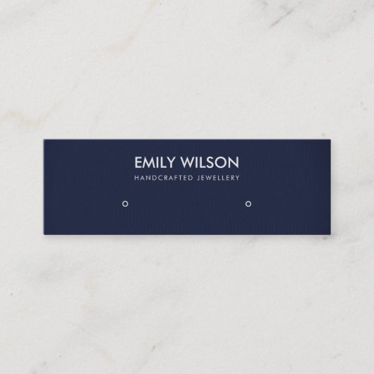 CARTE DE VISITE MINI SIMPLE NAVY BLUE KRAFT STUD EARRÊT AFFICHAGE LOGO (Devant)