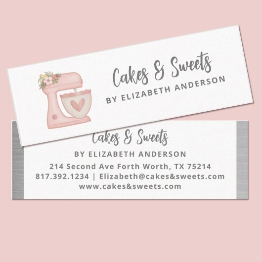 Carte De Visite Mini Simple Pink Floral Cake Mixer Bakery