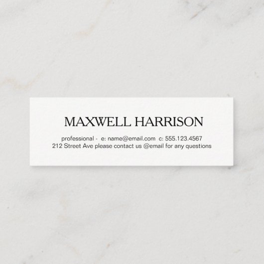 Carte De Visite Mini Simple professionnel (Dos)