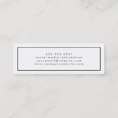Carte De Visite Mini Simple Professionnel Black White Border Minimalist (Dos)