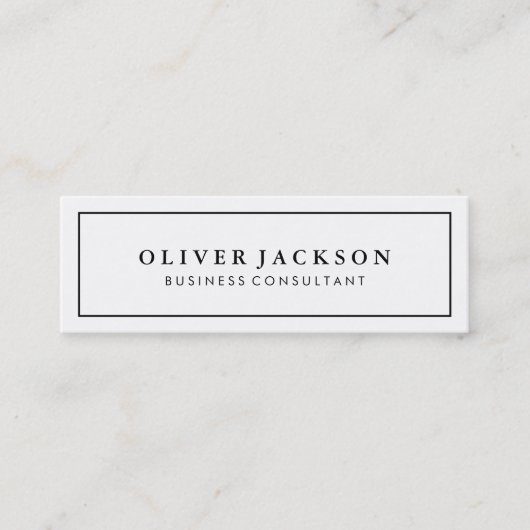 Carte De Visite Mini Simple Professionnel Bordure Noire Blanc Minimalis (Devant)