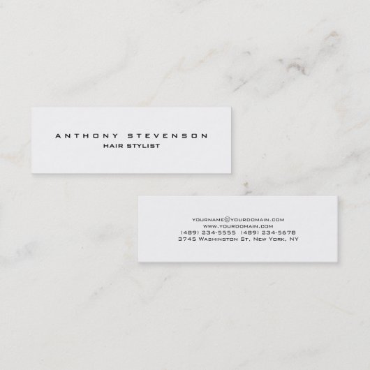 Carte De Visite Mini Simple, professionnel, coiffure blanche Mini (Devant / Derrière)