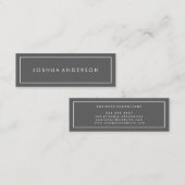 Carte De Visite Mini Simple Professionnel Gris Blanc Bordure Minimalist (Devant / Derrière)
