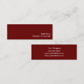 Carte De Visite Mini Simple Red Minimalist Education Consultant (Devant / Derrière)