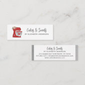 Carte De Visite Mini Simple Red Mixer Floral Cake Bakery Business Card (Devant / Derrière)