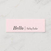 Carte De Visite Mini Simple Rose Hello Clean Minimal (Devant)