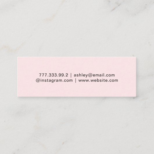 Carte De Visite Mini Simple Rose Hello Clean Minimal (Dos)