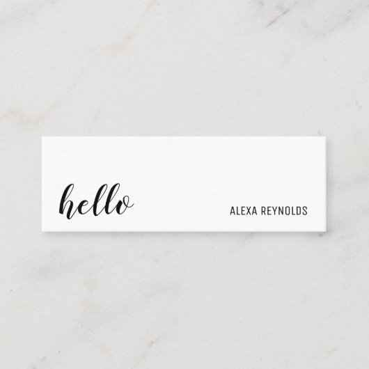 Carte De Visite Mini Simple Script Hello (Devant)