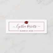 Carte De Visite Mini Simple Script Red White Graduate Graduate (Devant)