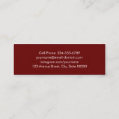 Carte De Visite Mini Simple Script Red White Graduate Graduate (Dos)