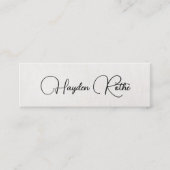 Carte De Visite Mini Simple Signature Script Faux lin beige Faux (Devant)