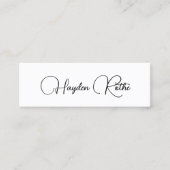 Carte De Visite Mini Simple signature Script noir et blanc Business (Devant)