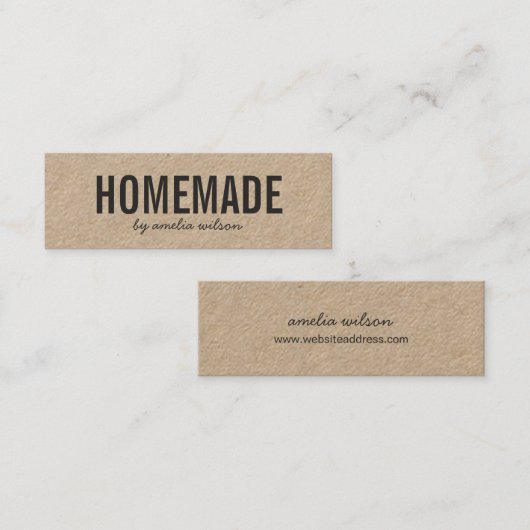 Carte De Visite Mini Simple Stylish Rustic Homemade Kraft (Devant / Derrière)
