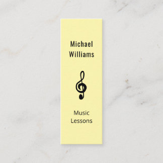 Carte De Visite Mini Simple Treble Clef Music Enseignant QR code Jaune
