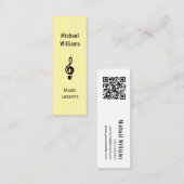 Carte De Visite Mini Simple Treble Clef Music Enseignant QR code Jaune (Devant / Derrière)