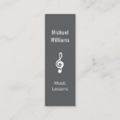 Carte De Visite Mini Simple Treble Clef QR code Grey Music Leçons (Devant)