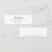 Carte De Visite Mini Simple Typographie Adresse 04. Police de script. (Devant / Derrière)