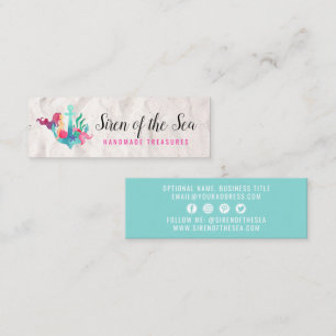 Carte De Visite Mini Sirène sur l'Ancre Nautique Aquarelle Médias socia