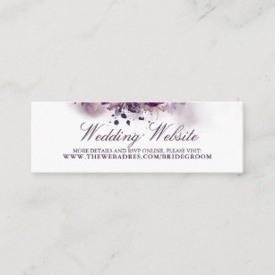Carte De Visite Mini Site mariage Fleurs pourpres d'aubergine