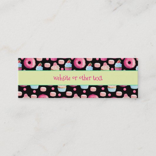 Carte De Visite Mini Site Web De Donuts Macarons Et Cupcake Motif (Devant)