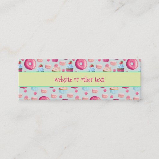 Carte De Visite Mini Site Web De Donuts Macarons Et Cupcake Motif (Devant)