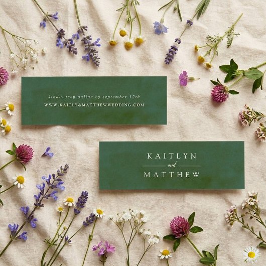 Carte De Visite Mini Site Web de Mariage à l'Aquarelle Verte