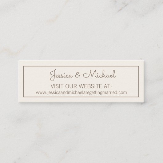 Carte De Visite Mini Site Web de Mariage Blanc Crème d'Ivoire (Devant)