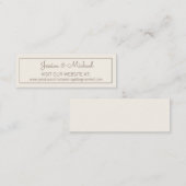 Carte De Visite Mini Site Web de Mariage Blanc Crème d'Ivoire (Devant / Derrière)