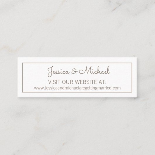Carte De Visite Mini Site Web de Mariage Blanc Simple (Devant)